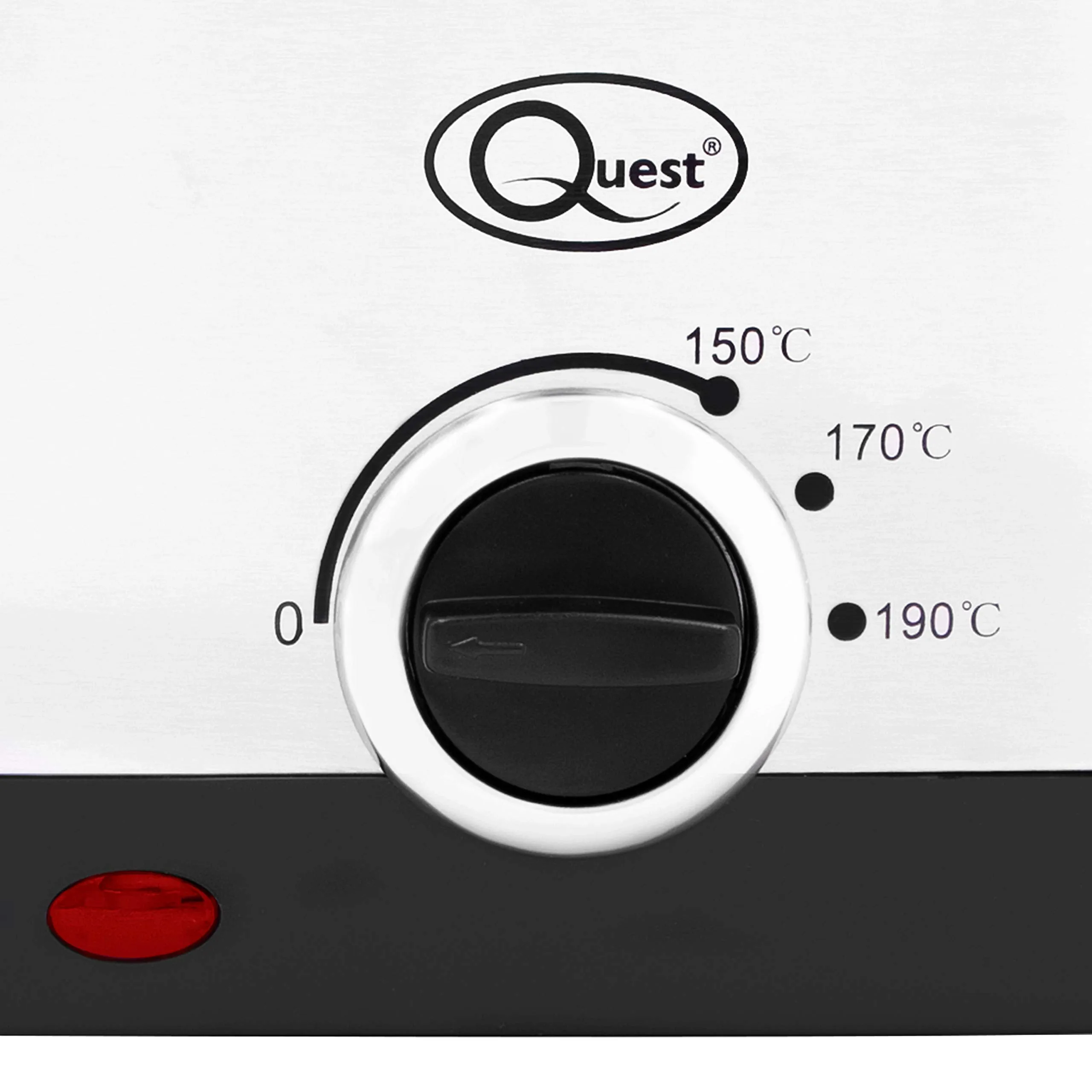 Quest 34250 1.5 Litre Stainless Steel Deep Fat Fryer / 130-190°C Adjustable Temperature/Lid Cover & Viewing Window/Easy Clean with Removable Basket / 900W / Ideal For Fried Chicken, Chips & More