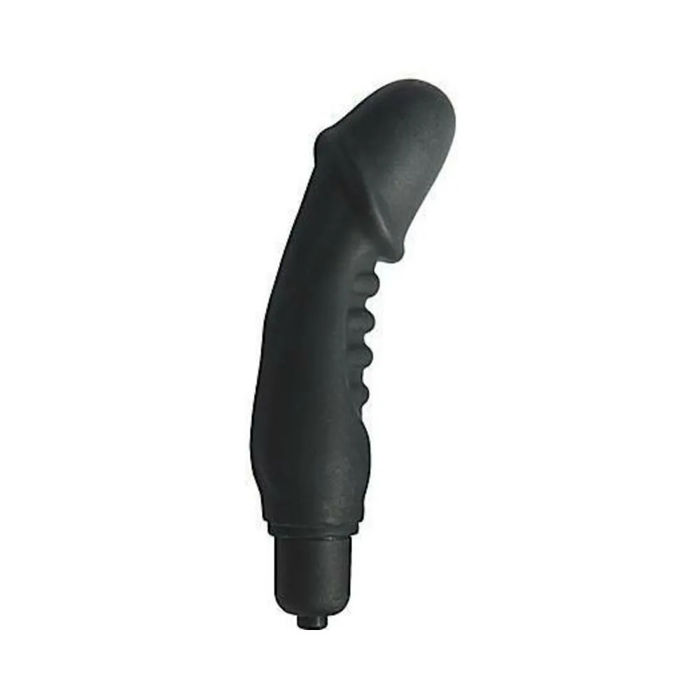 Silicone Ribbed Vibrating Penis Black