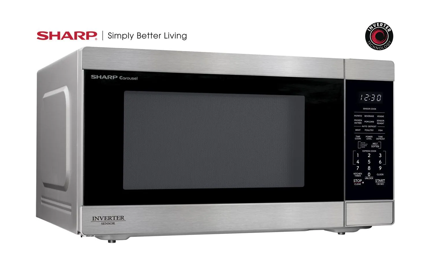 SMC2266KS Sharp 2.2 cu. ft. 1200W Stainless Steel Countertop Microwave Oven with Inverter Technology