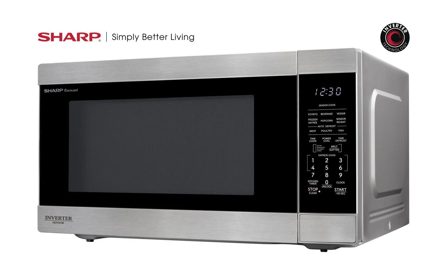 SMC2266KS Sharp 2.2 cu. ft. 1200W Stainless Steel Countertop Microwave Oven with Inverter Technology