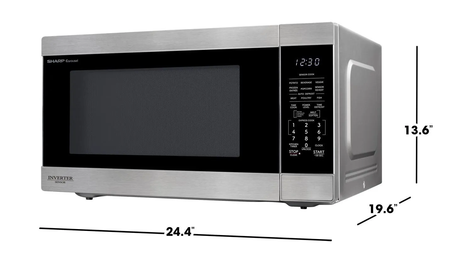 SMC2266KS Sharp 2.2 cu. ft. 1200W Stainless Steel Countertop Microwave Oven with Inverter Technology