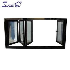 Superwu Australian Standard Thermal break aluminum folding window with tempered glass four panels