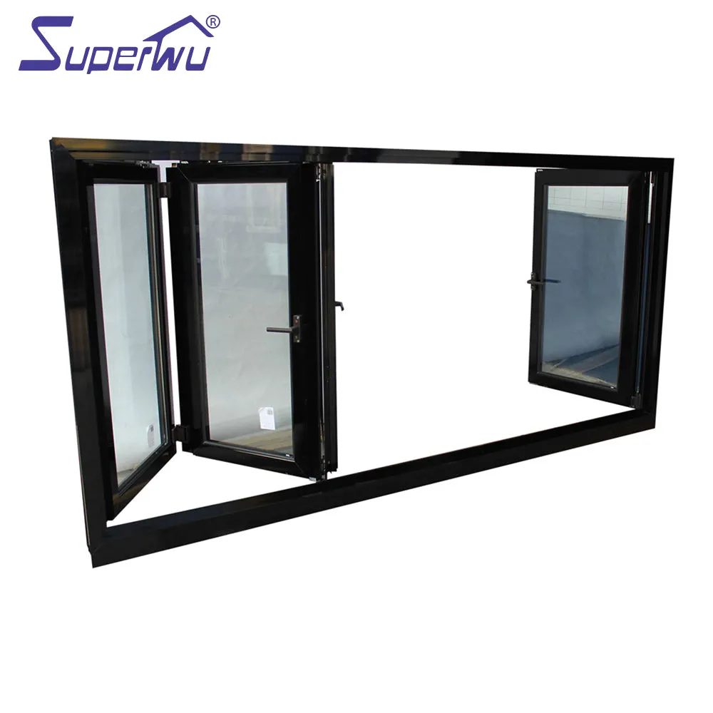 Superwu Australian Standard Thermal break aluminum folding window with tempered glass four panels