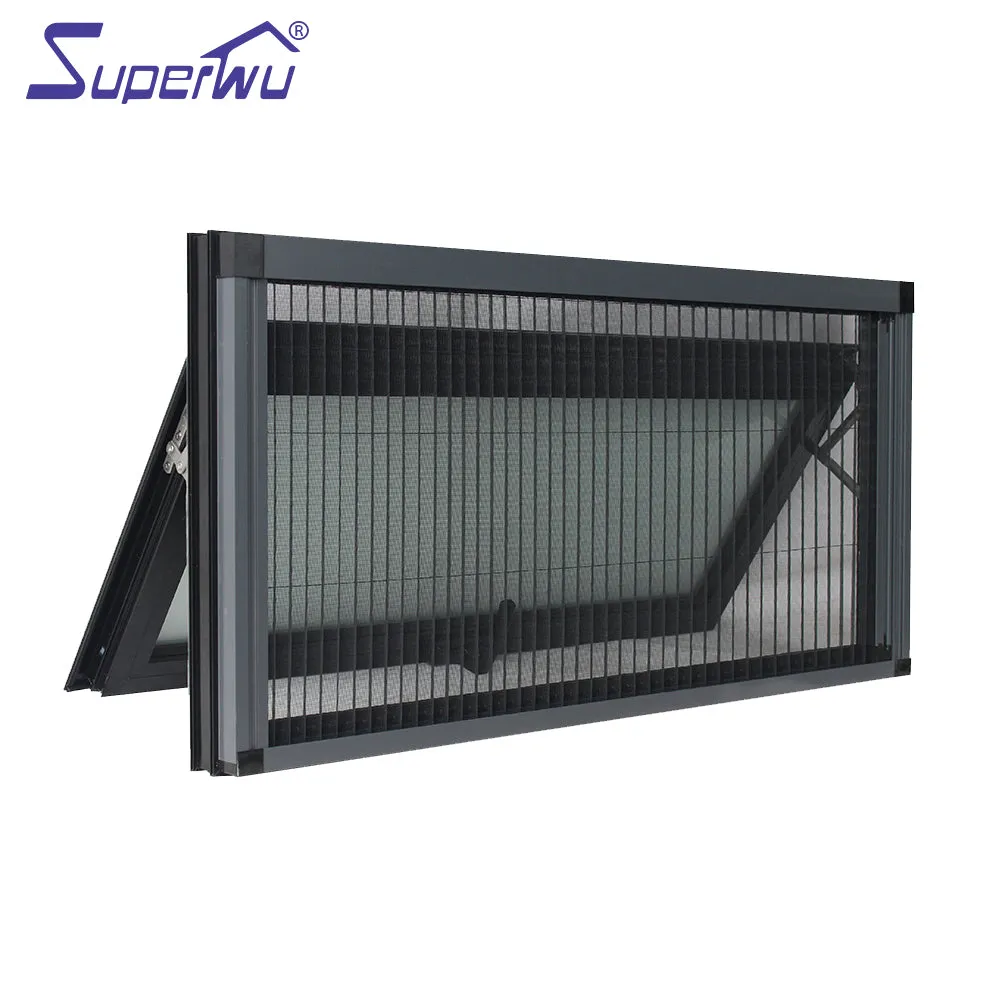 Superwu Residential price thermal break Low-E glass aluminum awning window with screen