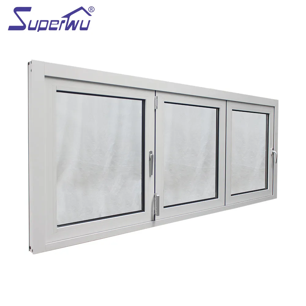 Superwu Special Offer thermally broken storm alu glass windows soundproof black aluminum fold window