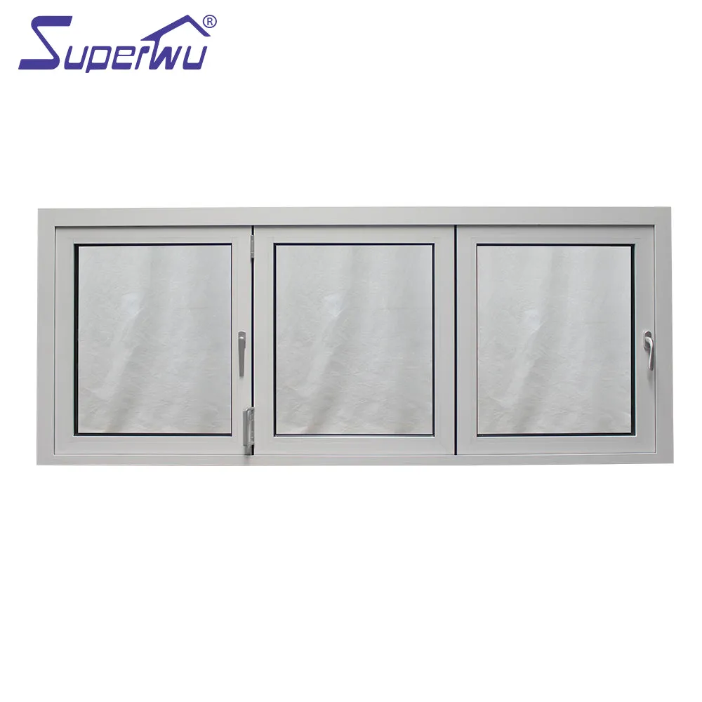 Superwu Special Offer thermally broken storm alu glass windows soundproof black aluminum fold window