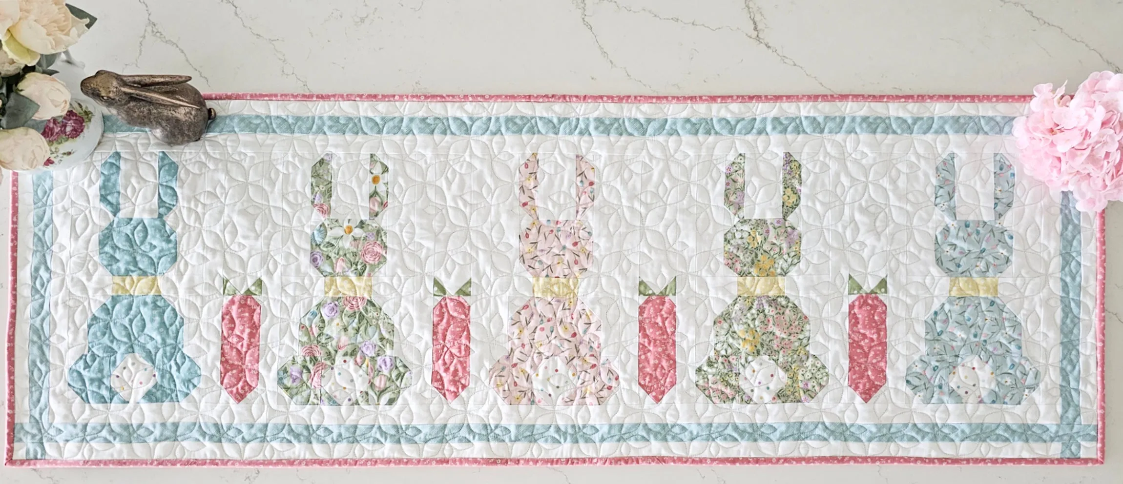 Sweet Spring Bunny Pillow and Runner Quilt Paper Pattern