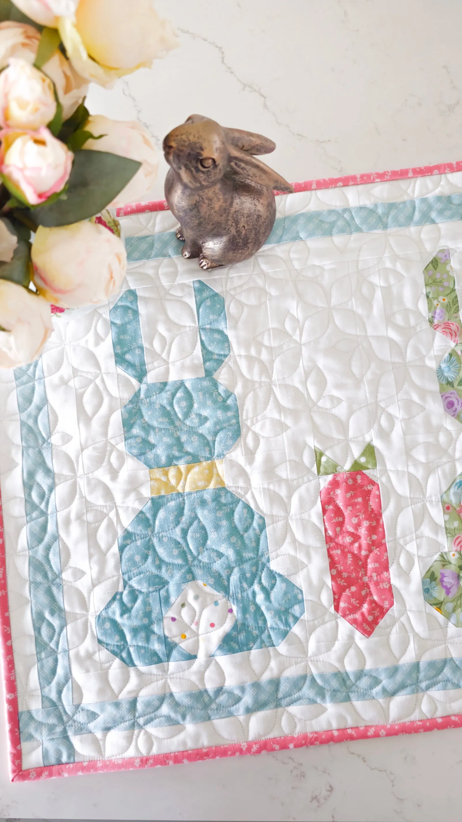 Sweet Spring Bunny Pillow and Runner Quilt Paper Pattern