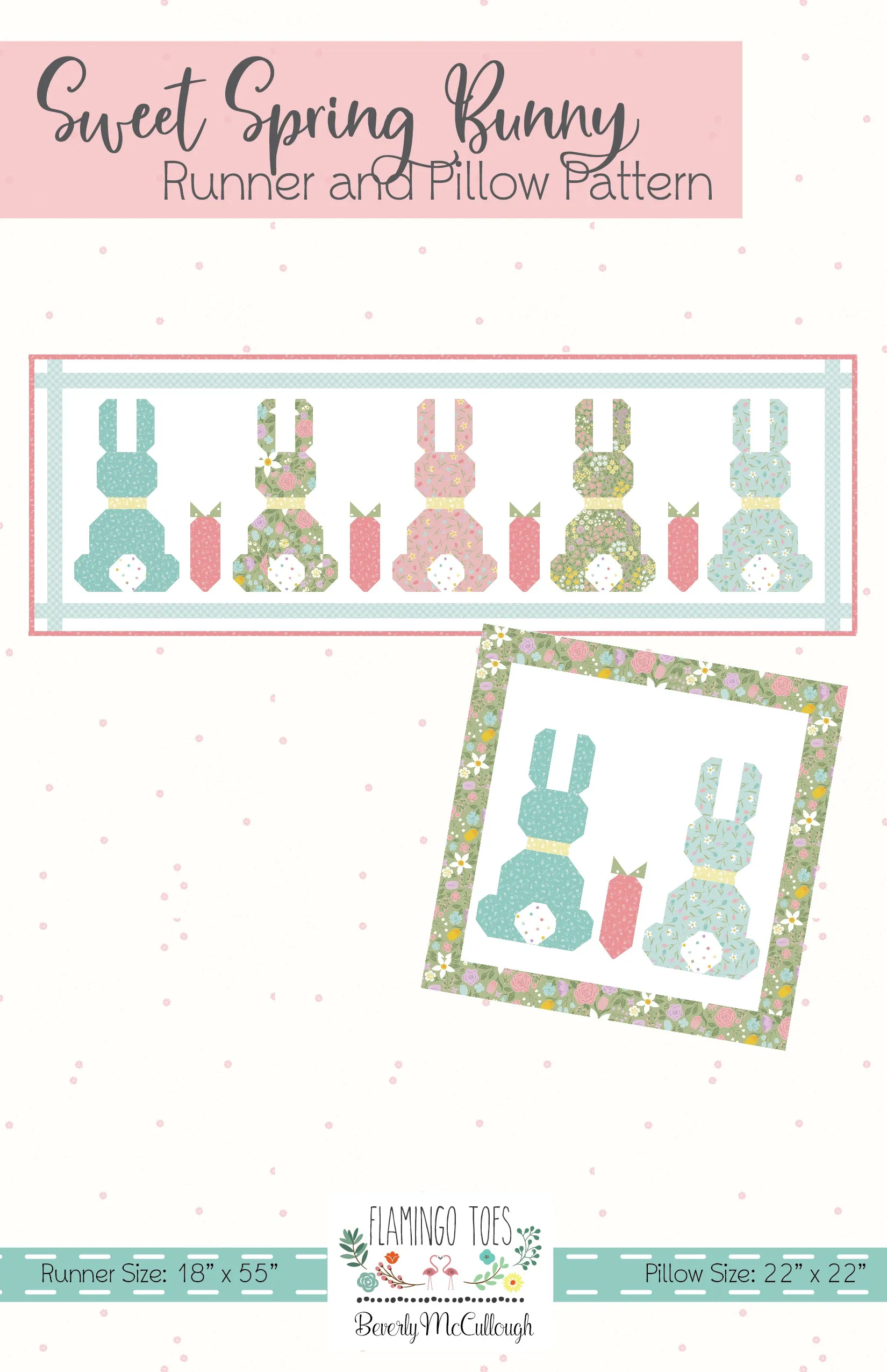 Sweet Spring Bunny Pillow and Runner Quilt Paper Pattern