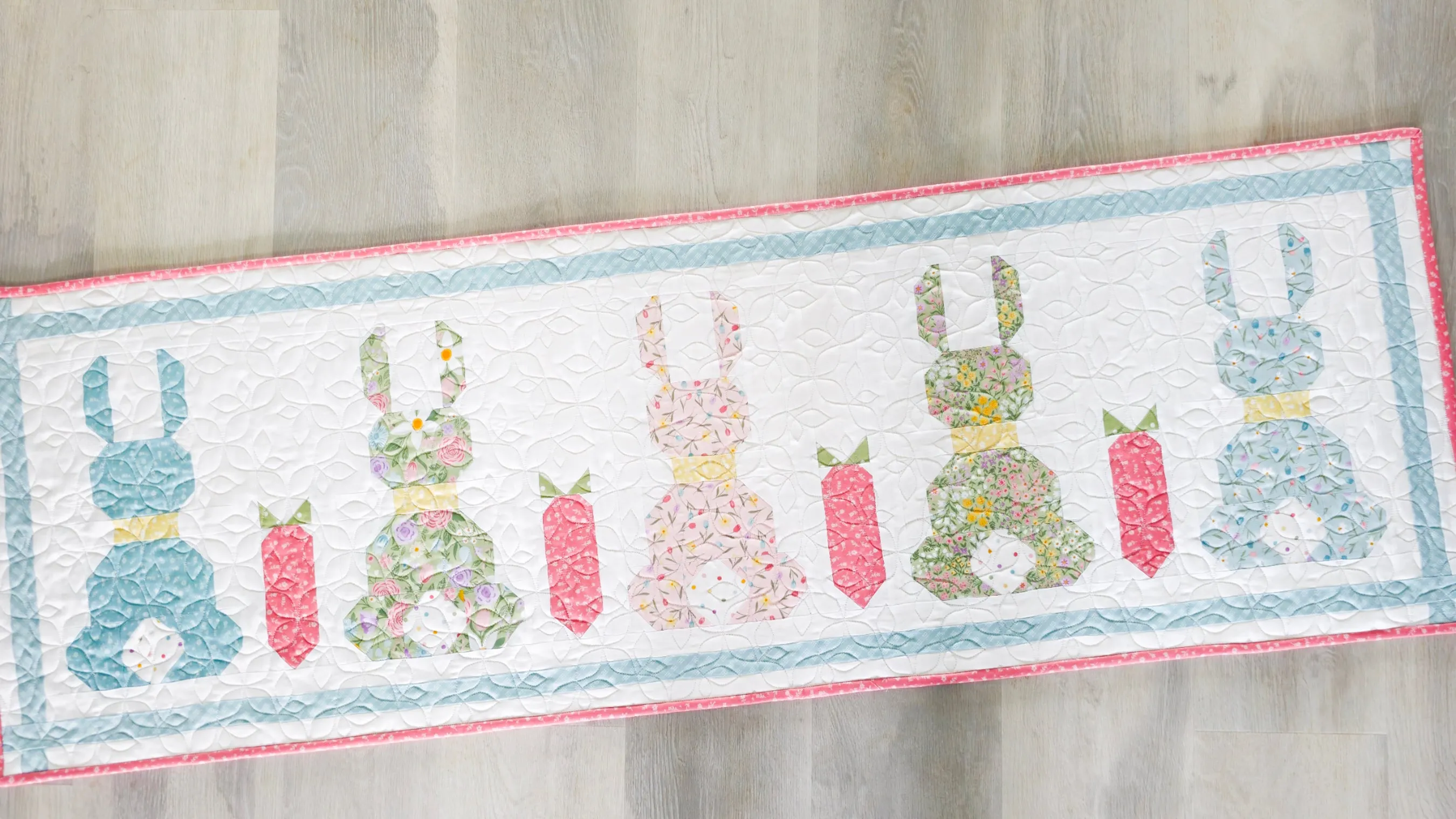 Sweet Spring Bunny Pillow and Runner Quilt Paper Pattern