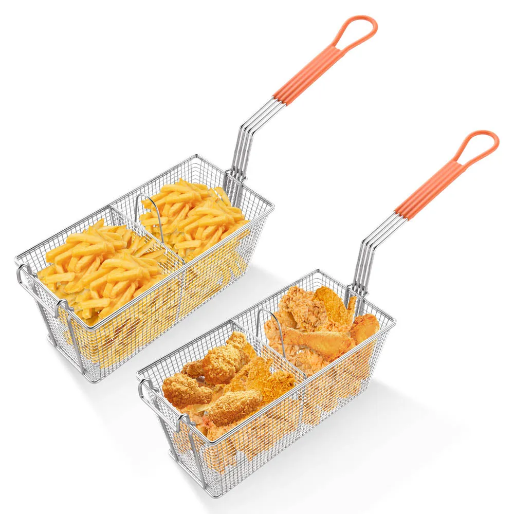 TheLAShop Large Commercial Deep Fryer Baskets Replacement 13x6x6" 2ct/Pack