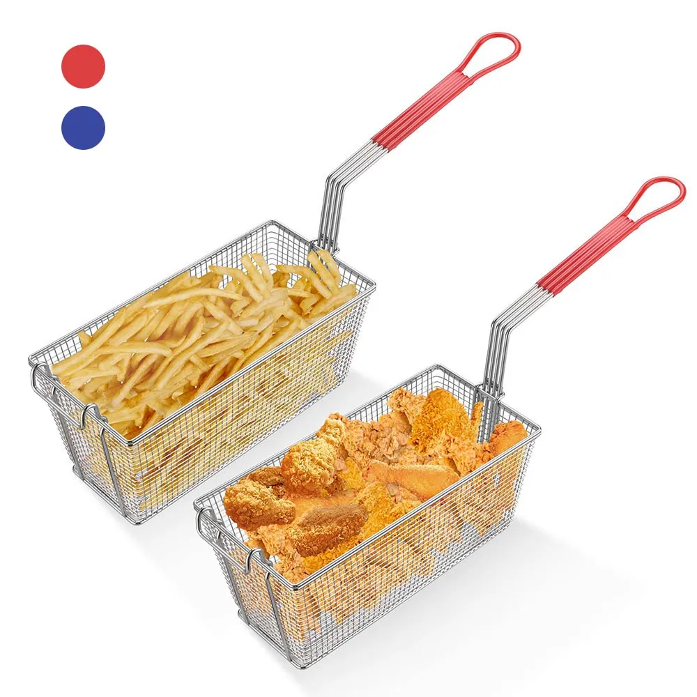 TheLAShop Large Commercial Deep Fryer Baskets Replacement 13x6x6" 2ct/Pack