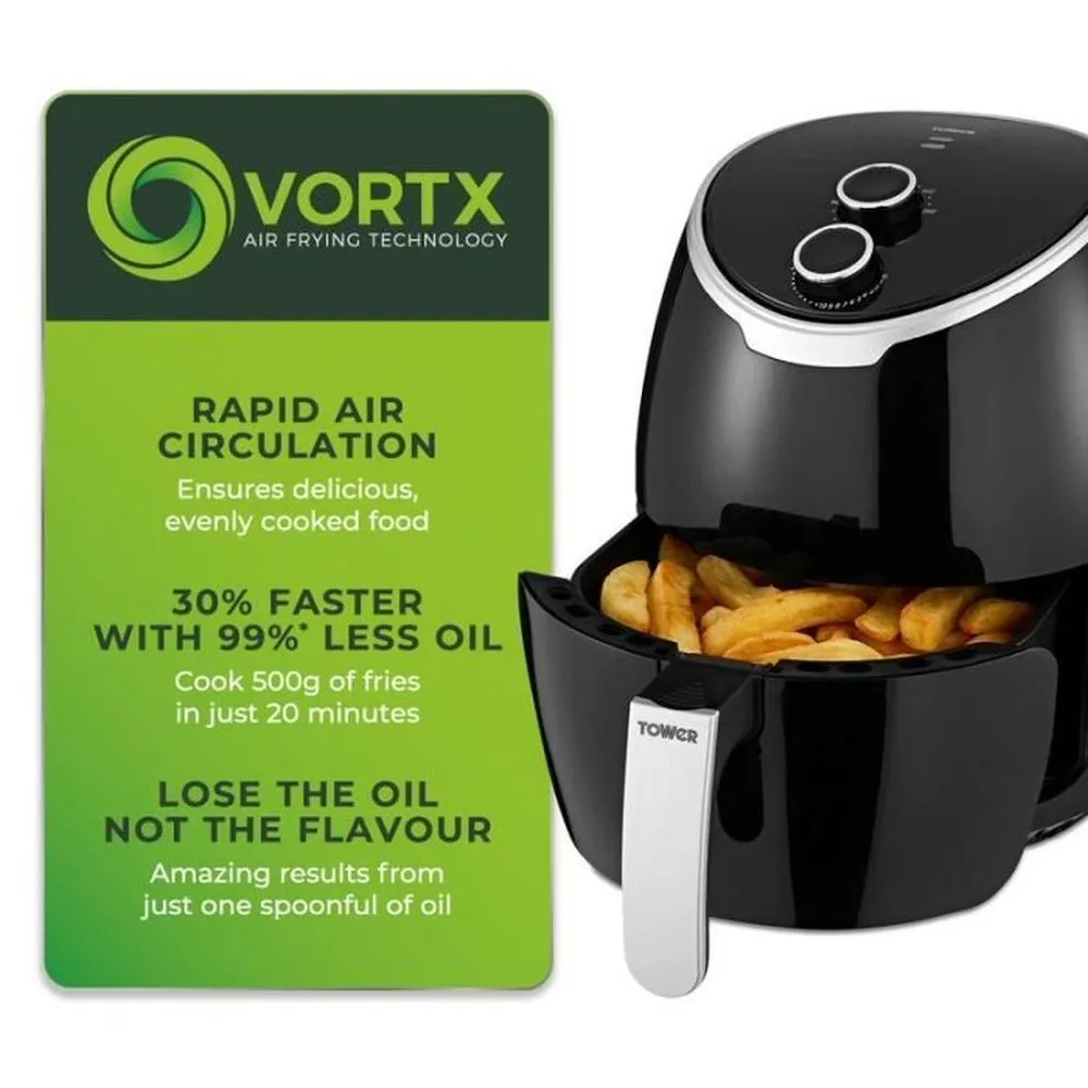 Tower Vortx 4L Manual Air Fryer Black T17061BLK