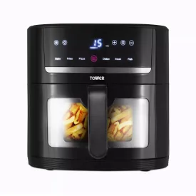 Tower Vortx 6 Litre Digital Space Saver Window Air Fryer Black