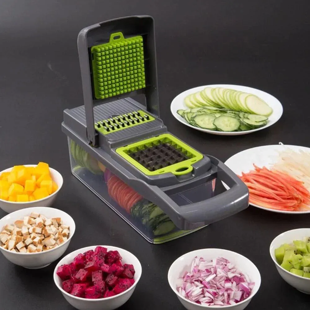 Vegetable Chopper 16 in 1 with Slicing Container 8 Blades Sink