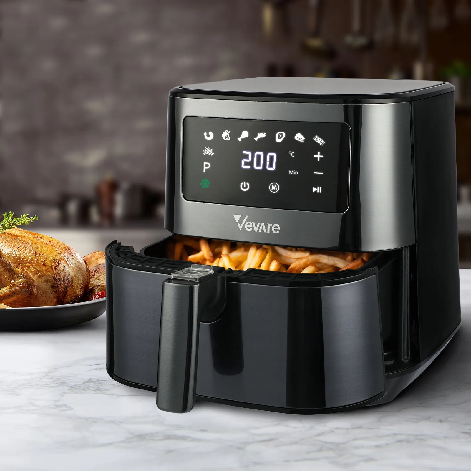 Vevare Air Fryer Electric Oven Oil Free Airfryer LCD Fryers Healthy Cooker 5.5L