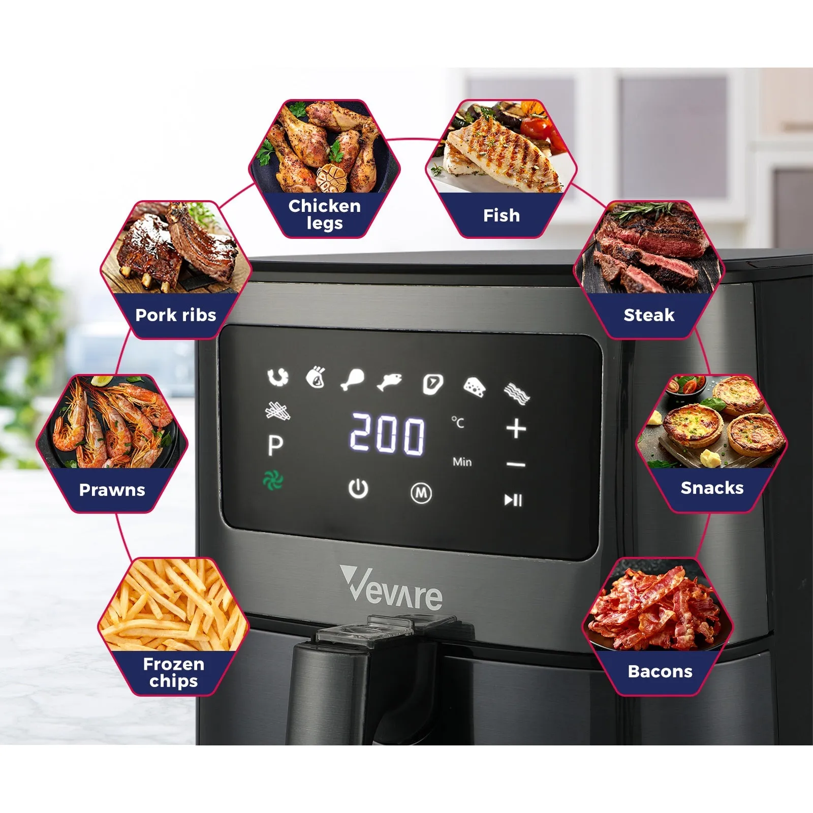 Vevare Air Fryer Electric Oven Oil Free Airfryer LCD Fryers Healthy Cooker 5.5L