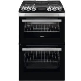 Zanussi ZCG43250XA Double Oven Cooker with Gas Hob - Stainless Steel