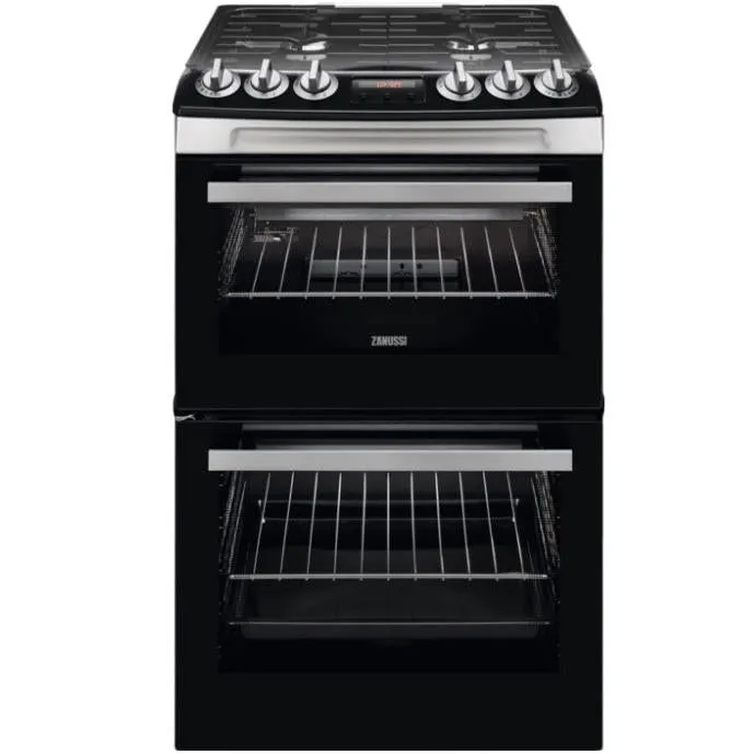 Zanussi ZCG43250XA Double Oven Cooker with Gas Hob - Stainless Steel