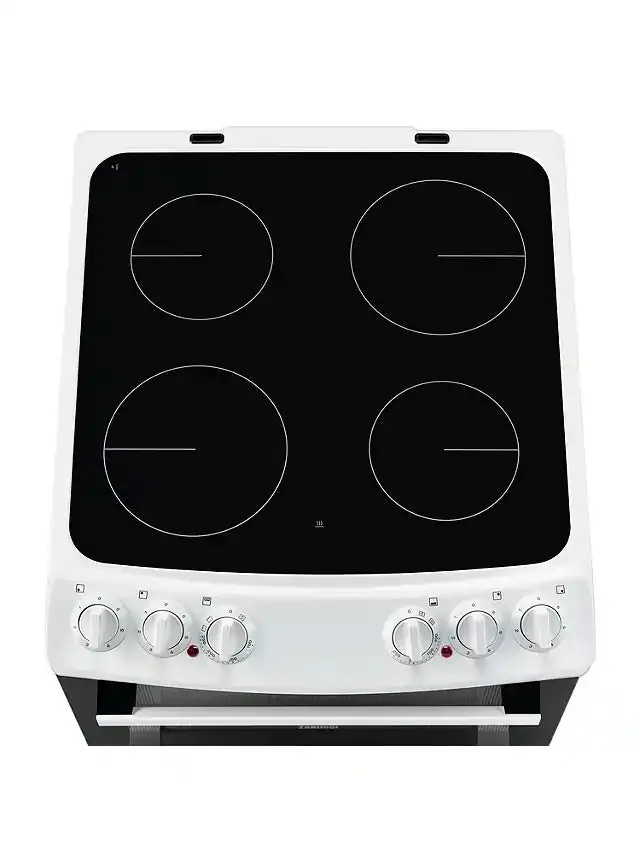 Zanussi ZCV46050WA Top 39/Main 77 Electric Cooker with Double Oven - Black / White